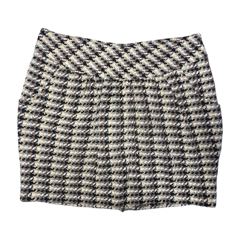 OneA Mini Skirt PXL Multicolor Tweed Houndstooth Side Pockets Retro‎ Chic NEW